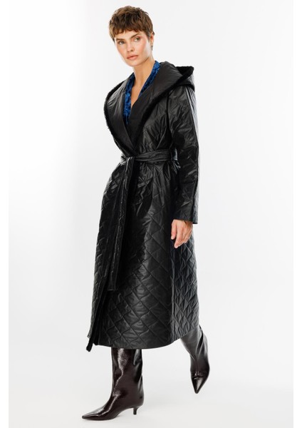 Sorf (Suni) Kürk Garni Baharlık Hafif Içi Dolgulu Spor Trenç Kap Kaban-Siyah modelleri