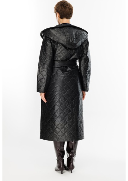 Sorf (Suni) Kürk Garni Baharlık Hafif Içi Dolgulu Spor Trenç Kap Kaban-Siyah indirimleri