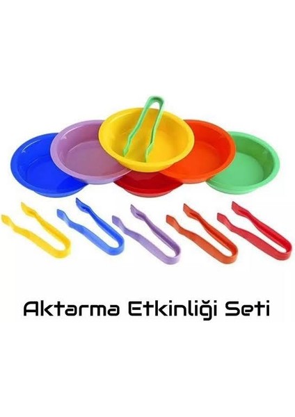 Aktarma Etkinliği Seti (6 Maşa 6 Kase) Anaokulu Etkinlik Montessori Eğitici Oyuncak