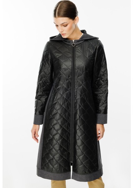 Mix Denim Kot ve Dolgulu Kapitone Baharlık Trench Kaban-Siyah fiyatları