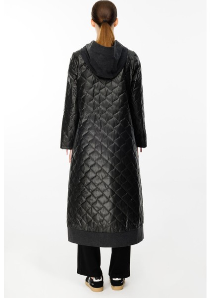 Denim Rouge Kapitone Dolgulu Garni Femuarlı Baharlık Trench Kaban-Siyah indirimleri