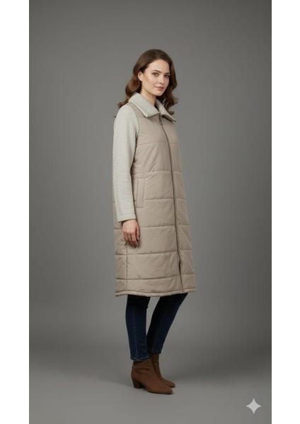 Kol ve Yaka Yüksek Yün Içerikli Triko Orta Bedeni Soft Elyaf Dolgulu Astarlı Zamansız Konforlu Hafif-Taş modelleri