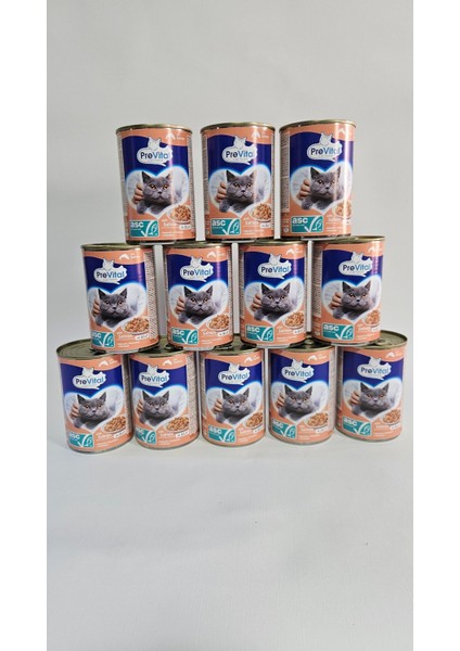Ithal 12LI 415GR Somonlu Kedi Maması - Jelly Konserve - Cat Food- Salmon
