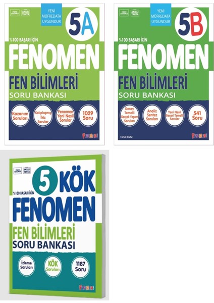 Fenomen Okul 2025 5. Sınıf Fen Bilimleri A + B + Kök Seti 3 Kitap Güncel Müfredat