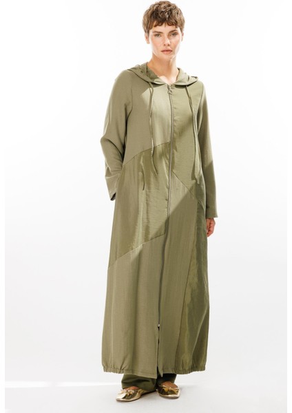 Perche Ince Ipekçe Dokulu Hafif Kap Ferace-Haki fiyatları