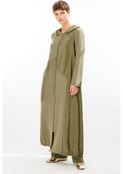 Perche Ince Ipekçe Dokulu Hafif Kap Ferace-Haki modelleri