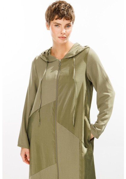 Perche Ince Ipekçe Dokulu Hafif Kap Ferace-Haki indirimleri