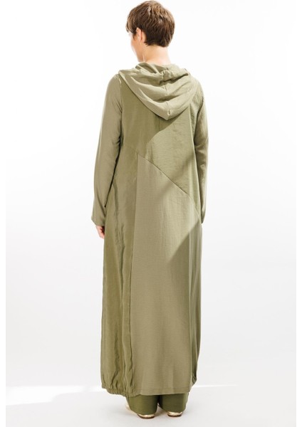 Perche Ince Ipekçe Dokulu Hafif Kap Ferace-Haki