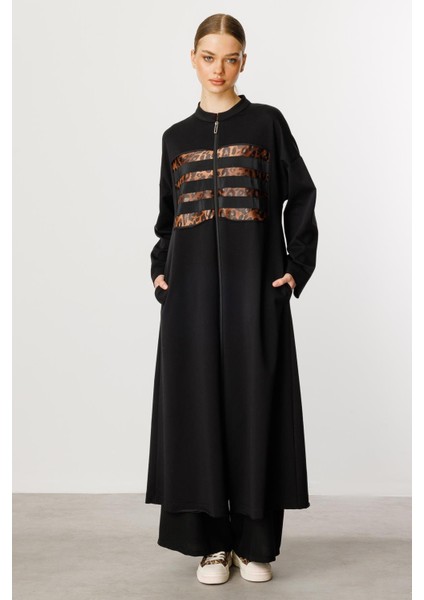 Hcrleo Garni Pamuk Karışımlı Ince Örme Spor Kap/ Ferace-Siyah