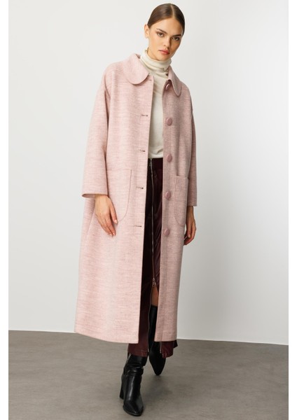 Sweety Yün Içerikli Astarsız Kaban Yada Kap Olarak Kullanım Sunan Trench Kaban-Pudra modelleri