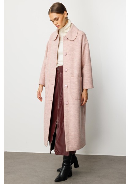 Sweety Yün Içerikli Astarsız Kaban Yada Kap Olarak Kullanım Sunan Trench Kaban-Pudra fırsatları