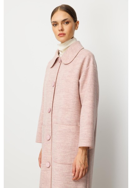 Sweety Yün Içerikli Astarsız Kaban Yada Kap Olarak Kullanım Sunan Trench Kaban-Pudra