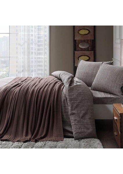 Triko Battaniyeli Nevresim Takımı Çift Kişilik Kahve fiyatları