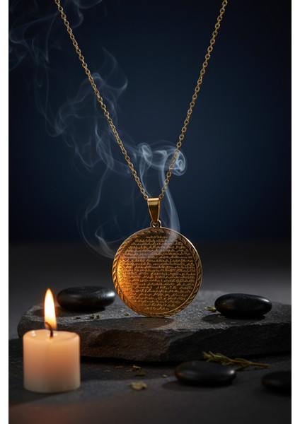 Altın Vakıa Suresi Yazılı Çelik Kolye Kararmaz Paslanmaz Zincirli Unisex Kolye fiyatları