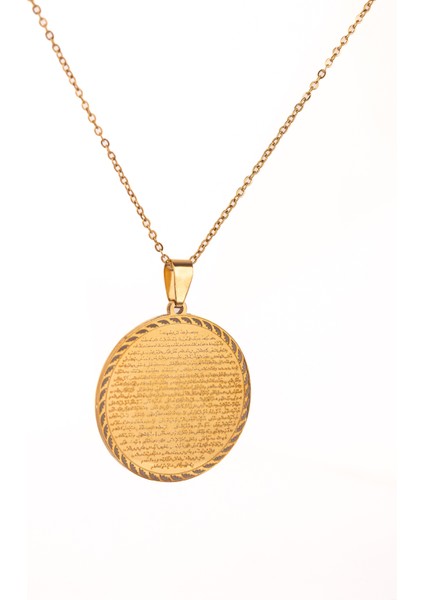 Altın Vakıa Suresi Yazılı Çelik Kolye Kararmaz Paslanmaz Zincirli Unisex Kolye indirimleri