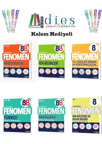 8. Sınıf Matematik + Fen B. + Inkılap T. + Türkçe + Paragraf + Din Kültürü Sb. (B) Set