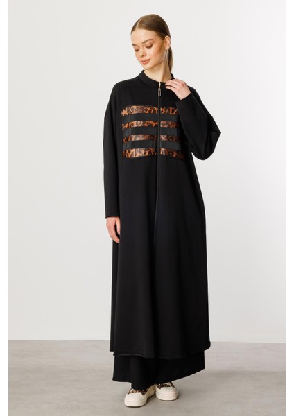 Hcrleo Garni Pamuk Karışımlı Ince Örme Spor Kap/ Ferace-Siyah