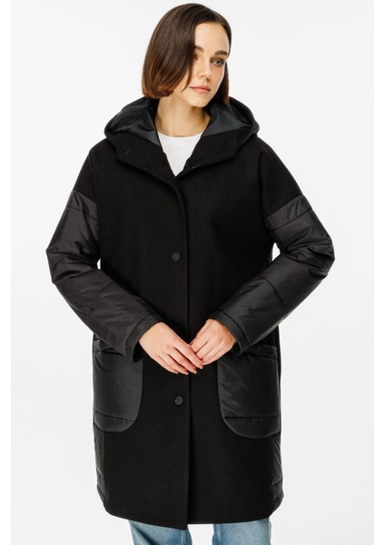 Sporty Kaşe ve Kapitone Uyumlu Özel Kaban-Siyah fırsatları