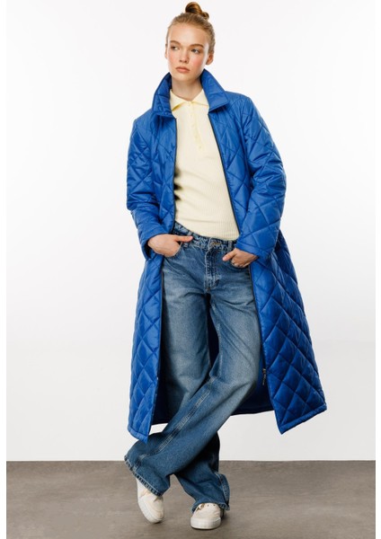 Paris Hafif Elyaf Yalıtımlı Baharlık Trençkot Kap Kaban-Mavi