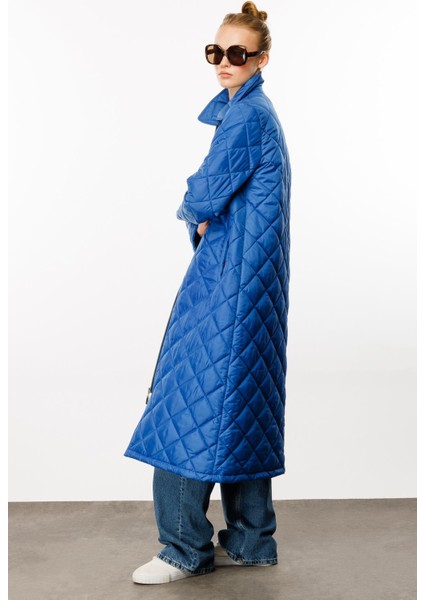 Paris Hafif Elyaf Yalıtımlı Baharlık Trençkot Kap Kaban-Mavi