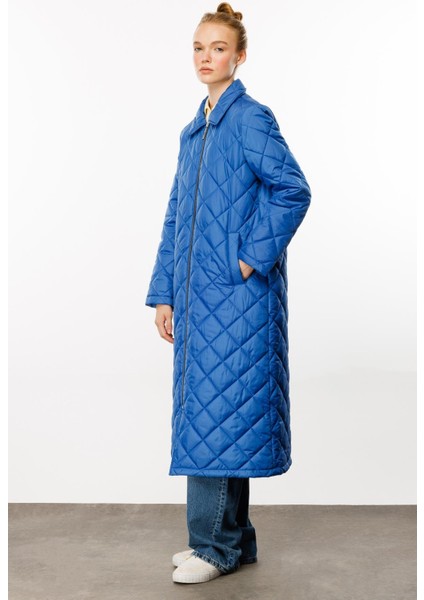 Paris Hafif Elyaf Yalıtımlı Baharlık Trençkot Kap Kaban-Mavi