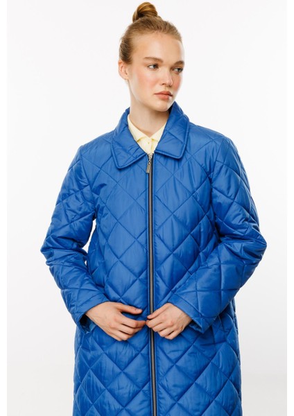 Paris Hafif Elyaf Yalıtımlı Baharlık Trençkot Kap Kaban-Mavi