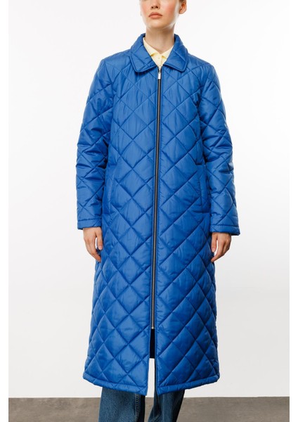 Paris Hafif Elyaf Yalıtımlı Baharlık Trençkot Kap Kaban-Mavi