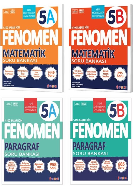 Fenomen Okul 2025 5. Sınıf Matematik + Paragraf A + B Serisi Soru Seti 4 Kitap Güncel Müfredat