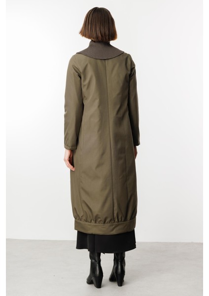 Triko Yaka Detaylı Kapitone Dolgulu Kaban-Haki indirimleri