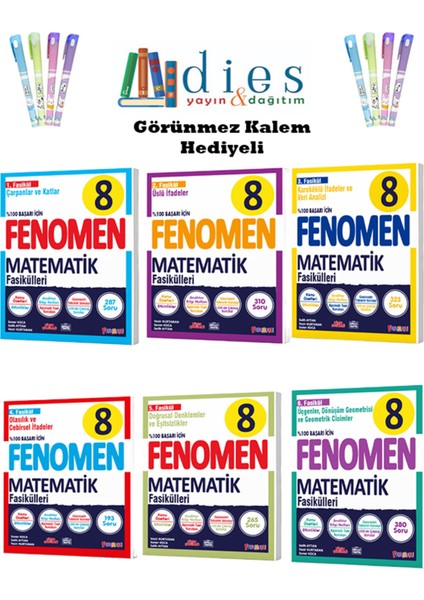 Fenomen 8. Sınıf Matematik+Fen Bilimleri+Türkçe Fasikülleri ( 3'lü Set )