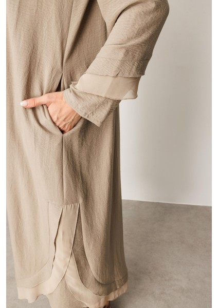 Şifon ve Garni Detaylı Hafif, Ince Ipekçe Kap-R-Taş