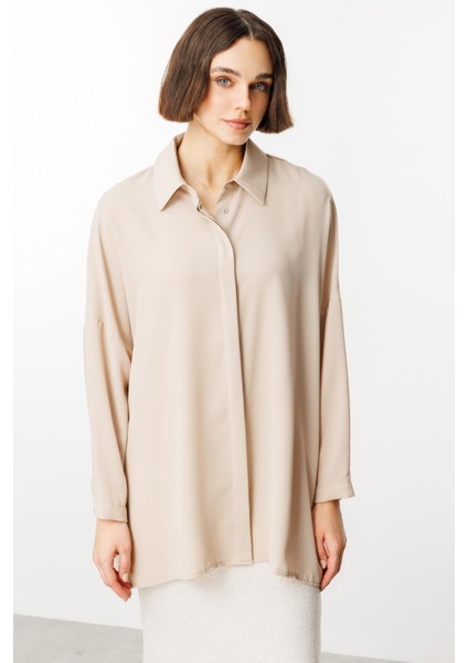 Özel Kalıp Zamansız Akıcı Kumaştan Bluz Tunik-Taş fırsatları