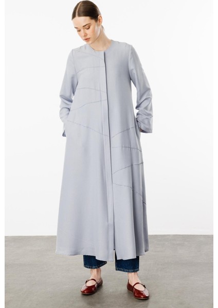 Zv Nervur Aller Dikiş Detaylı Ipekçe Doku Zamansız Spor Kap/ Ferace-Gri