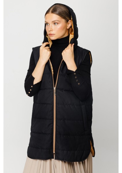 Basen Örten Kapitone Içi Dolgulu Renkli Astarlı Spor Zamansız Yelek-Siyah-Sarı fiyatları