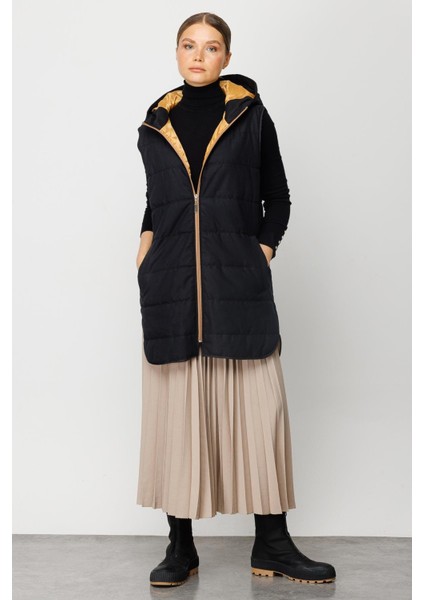 Basen Örten Kapitone Içi Dolgulu Renkli Astarlı Spor Zamansız Yelek-Siyah-Sarı modelleri