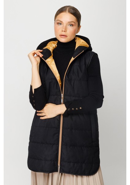 Basen Örten Kapitone Içi Dolgulu Renkli Astarlı Spor Zamansız Yelek-Siyah-Sarı indirimleri