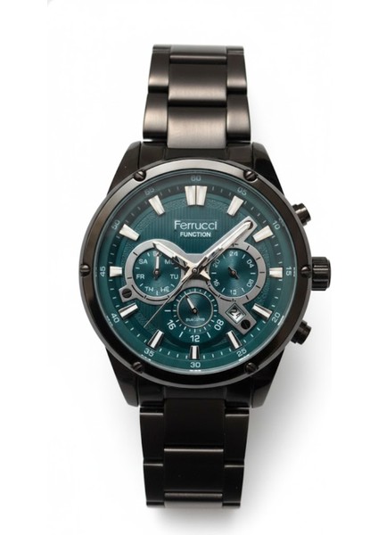 Erkek Kol Saati Siyah Renk, Yeşil Kadran – Şık Metal Kordon, 2 Yıl Garantili