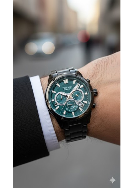 Erkek Kol Saati Siyah Renk, Yeşil Kadran – Şık Metal Kordon, 2 Yıl Garantili modelleri