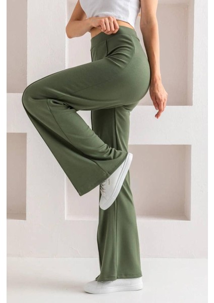 Yüksek Bel Önü Nervürlü Bol Paça Kaliteli Modal Kumaş Pantolon fiyatları