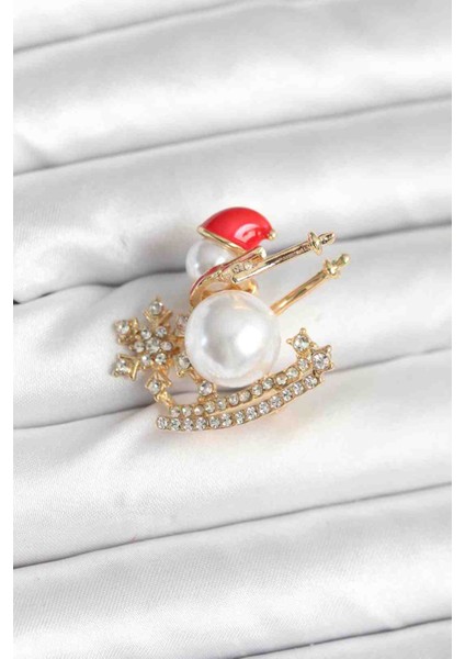 Kızaklı Kardan Adam Model Yılbaşı Temalı Broş