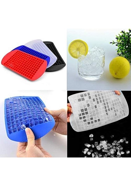 160 Bölmeli Mini Küp Silikon Buz Kalıbı + Kurabiye Kalıbı 4 Parça 8 Şekil Saklama Kutulu - 2li Set modelleri