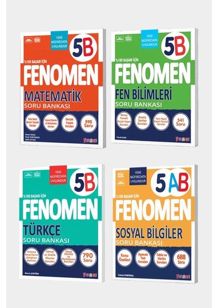 2025 Fenomen 5. Sınıf 4'lü B Set (Matematikb, Fenb, Türkçeb, Sosyalab)