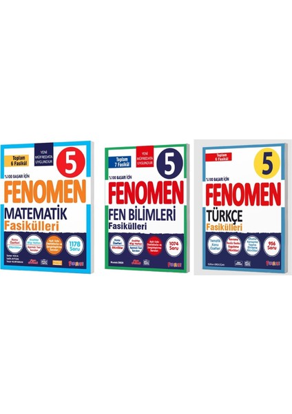 Fenomen Okul 2025 5. Sınıf Matematik + Türkçe + Fen Bilimleri Fasikül Seti 3 Kitap Güncel Müfredat
