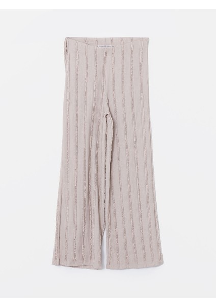 Yeni Sezon Beli Lastikli Dokulu Geniş Paça Kadın Pantolon indirimleri