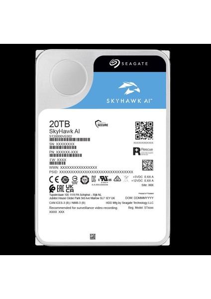 20TB Seagate Skyhawk Aı 7200R 256MB ST20000VE002 fırsatları