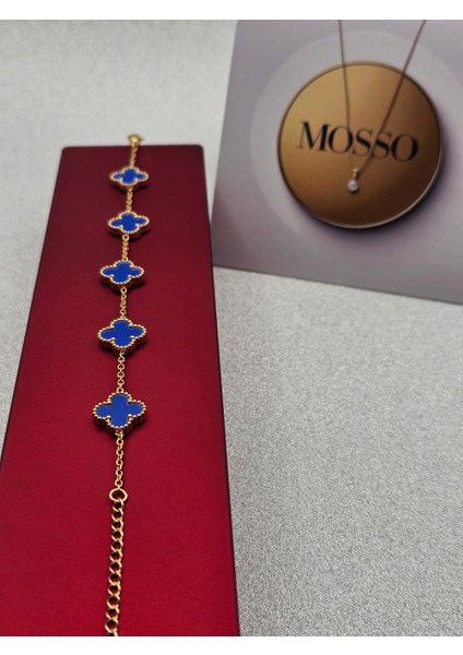 Yonca Model Mavi Çelik Bileklik Gold Renk modelleri