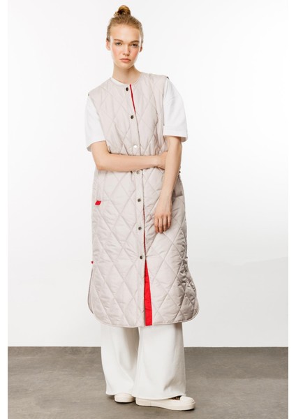 Armonia Çıt Çıt Kapamalı Renk Detayları ile Süslenmiş Zamansız Spor Yelek-Gri