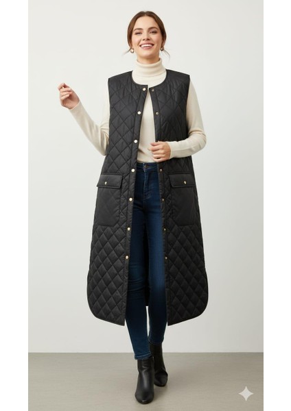 Zamansız (Yumuşak) Elyaf Dolgulu Astarlı Yelek-Siyah fiyatları