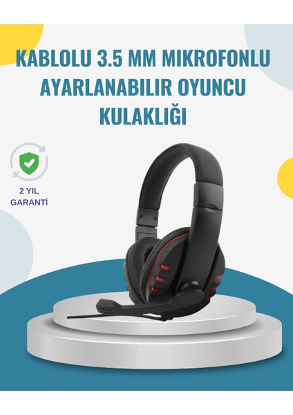 Kırmızı Kulaklık Stereo Mikrofonlu Dayanıklı Örgü Kablolu
