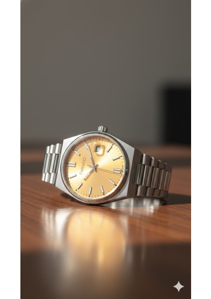 Erkek Kol Saati Gümüş Renk, Turuncu Kadran – Şık Metal Kordon, 2 Yıl Garantili fiyatları